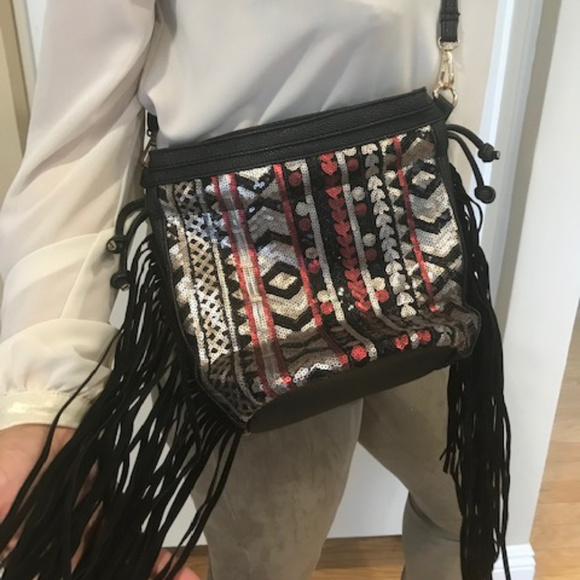 LF Handbags - NWT LF Sequins Bag With Fringe